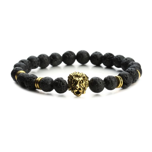

2021 men volcano stone buddha beads elastic bracelet ell gift bracelet, Black
