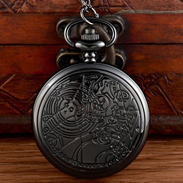 

new arrivals black doctor who quartz pocket watch chains vintage men women pendant necklace clock gift, Slivery;golden