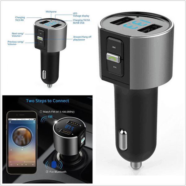 

quality wireless car bluetooth fm transmitter radio adaptercar usb charge kit black mp3 player led digital display