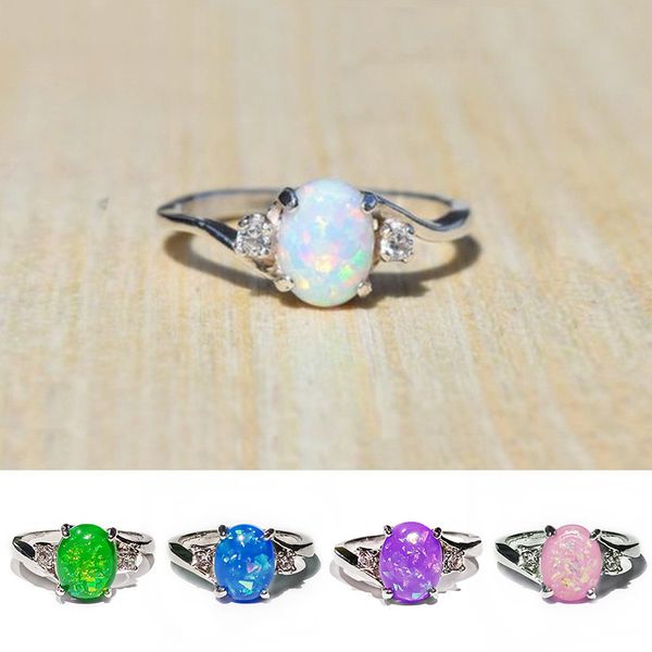 

women's sterling silver ring love heart cut fire opal diamond jewelry christmas birthday proposal gift bridal engagement party band rin