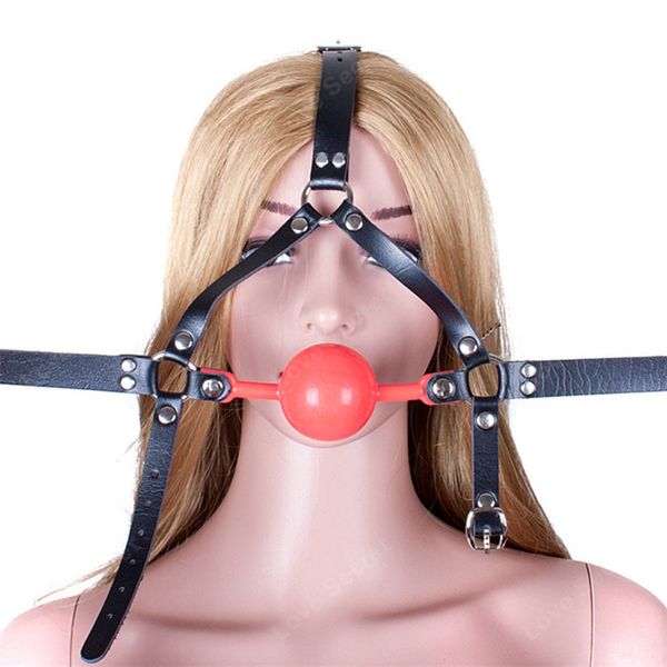 48mm büyük top gag pvc deri kafa koşum maskesi açık ağız gag yetişkin oyunda erotik seks ürünleri esaret kısıtlama seks oyuncakları