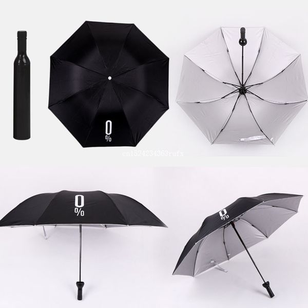 

20pcs clear rain umbrellas cute and compact manual 3 fold wine bottle umbrella paraguas