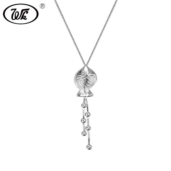 

wk solid 925 silver handmade elegant fish necklace pendant women jewelry clothing accessories gift for party circuit bw nb072
