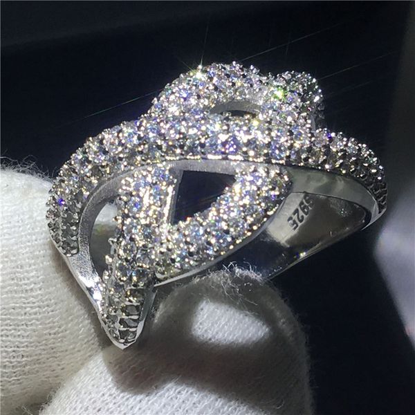 

fashion cross ring 925 sterling silver pave setting 5a cz engagement wedding band ring for women bridal jewelry, Slivery;golden
