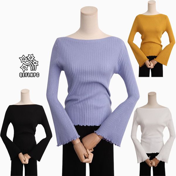 

2018 fashion casual ladies blouse knitted sweater winter spring keep warm women sweaters long sleeve slash neck women knits &tees af5303, White