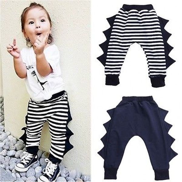

2016 new fashion baby boys girls harem pants 3d dinosaur striped toddle kids pp pant trousers, Blue