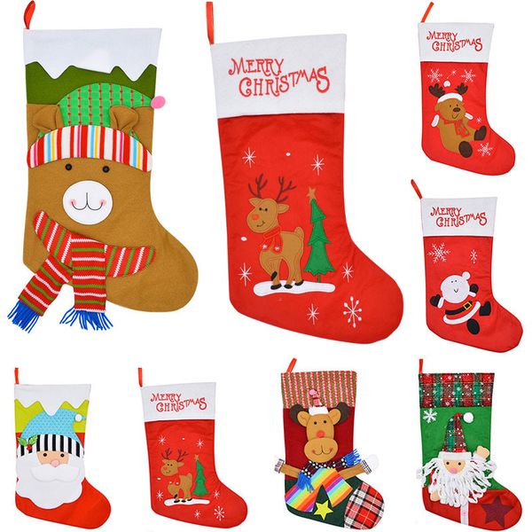 

christmas stocking gift bags felt cloth christmas tree santa cause deer sock xmas candy storage bag festive party xmas decorations hh7-1360