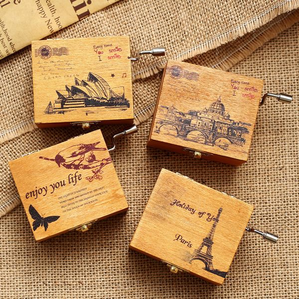 

antique music box wooden hand crank music box christmas gift birthday party favor home table decoration