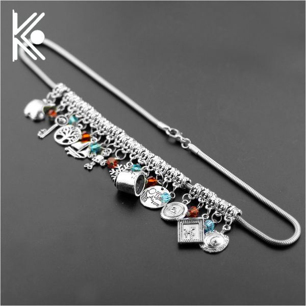 

diy once upon a time women choker snow white apple/skull/ship/glass/key/tree of life combination of the necklace, Silver