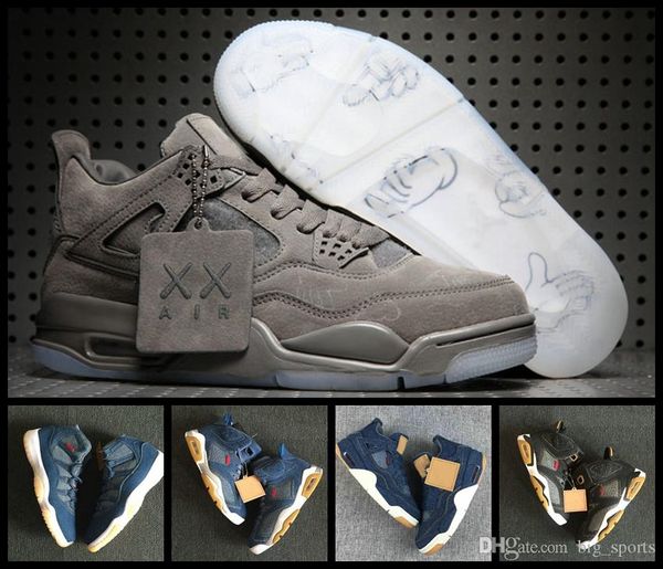 

2018 Новый KAWS x 4 Мужская обувь для баскетбола круглая Мужская джинсовая ткань LS Travis