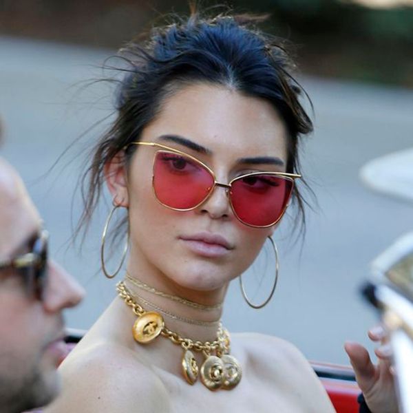 

cat eye red sunglasses ladies vintage shades tinted color lens women eyewear yellow sun glasses brand designer metal oculos, White;black