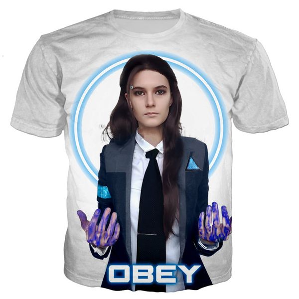 

fashion game detroit become human t-shirt funny 3d printed women/men short sleeve t-shirt casual k206, White;black