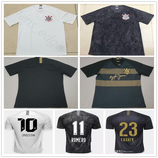

18 19 Brazil Club Corinthian Paulista Soccer Jerseys 7 JO 9 CLAYTON 10 JADSON 11 ROMERO M.GABRIEL Custom Black White Football Shirts