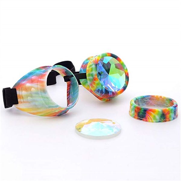 

cosplay retro steampunk women rave festival party sunglasses men diffracted colorful lens punk glasses, White;black