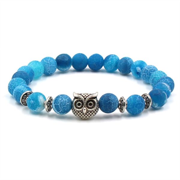 

агат натуральный камень браслет синий выветривания агаты йога чакра браслет женщины мужчины ювелирные изделия агаты лев сова будда бусины по, Golden;silver