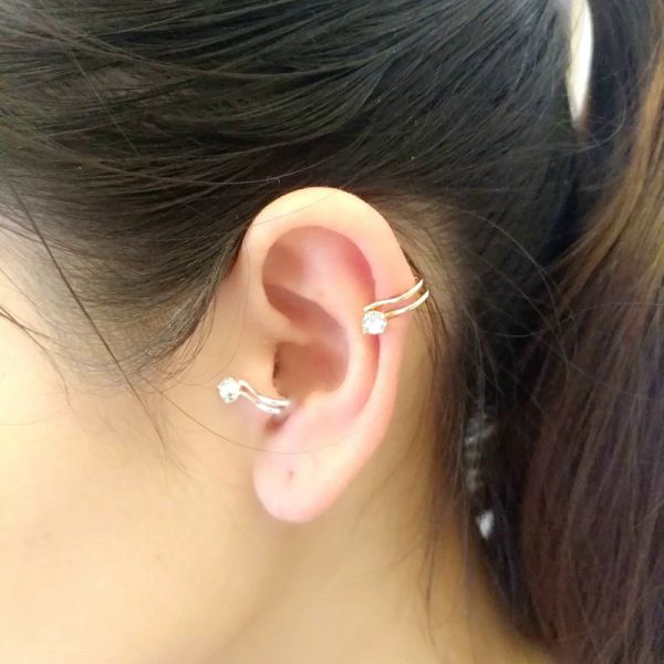 

summer style gold silver plated cubic zirconia tragus ear cuff clip earring for women fashion earring punk jewelry 10pcs
