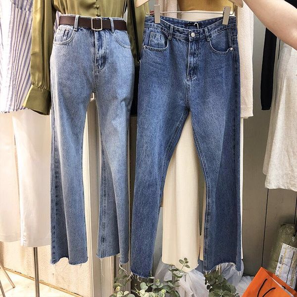 

2018 new autumn vintage women's flare pants korean casual loose denim trousers female fashion ladies blue wide leg jeans