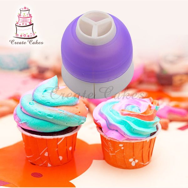 

wholesale- tri-color coupker pastry tube converter tip nozzles adaptor fondant cake mold baking decorating tools tc-001