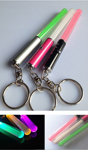 Tochas LED Lanterna Keychain Mini Tocha Cadeia de Alumínio Chaveiro Durável Glow Pen Magic Wand Stick Stick Lightsaber