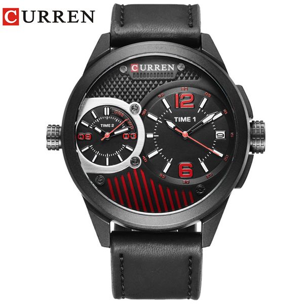 

curren 8249 watches men cow quartz-watches sport men's watches waterproof relogio heren hodinky, Slivery;brown