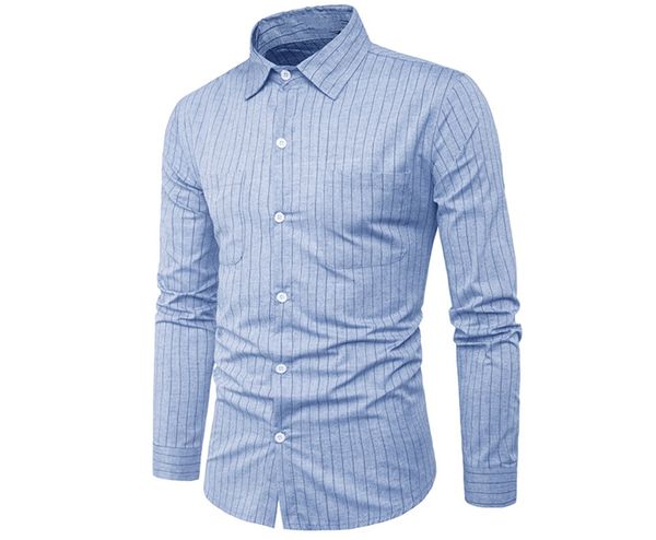 

men shirt brand 2017 male long sleeve striped shirts casual slim fit men dress shirts 2 colors, White;black