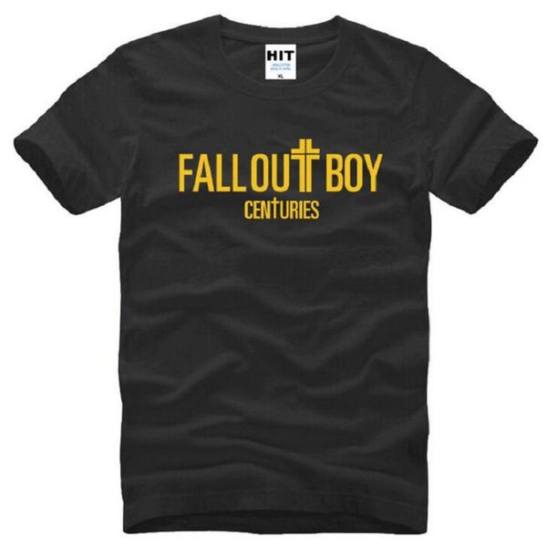 

pop punk rock fob fall out boy centuries printed t shirt men short sleeve o neck cotton men's t shirt music rock male tees, White;black
