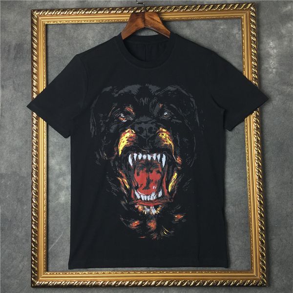 

2019 summer men brand t shirt short sleeve 3d rottweiler print designer casual tshirt fashion clothing tee cotton t-shirt, White;black