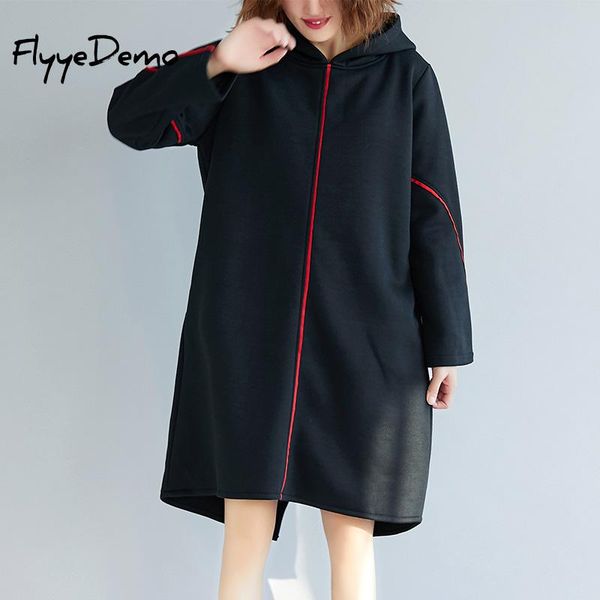 

2018 winter vintage hooded trench coat for women windbreaker long sleeve loose big size oversize women's coats female casual, Tan;black