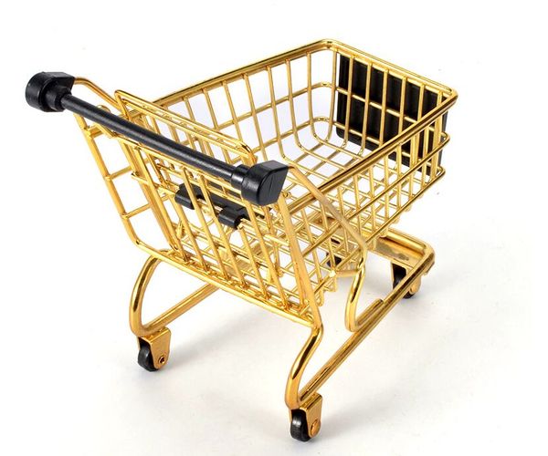 Gold/Rose Gold Mini Warenkorb Home Decor Kreative Supermarkt Trolley Lagerung Korb Eisen Metall TrolleyS Set Korb