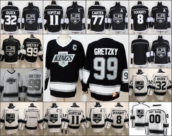 

11 Anze Kopitar 8 Drew Doughty 32 Jonathan Quick 77 Jeff Carter 99 Wayne Gretzky LA Los Angeles Kings Jerseys Black White