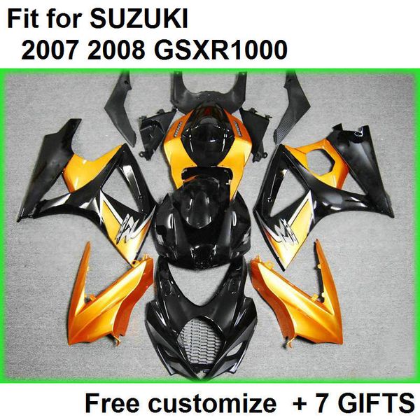 

custom fairing kit for suzuki gsxr1000 07 08 black gold fairings set gsxr1000 2007 2008 fd23