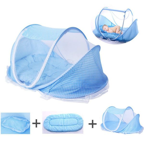 

3in1 auto up portable baby travel bed crib mosquito net cots for baby infant beach tent with soft sleeping mat & pillow