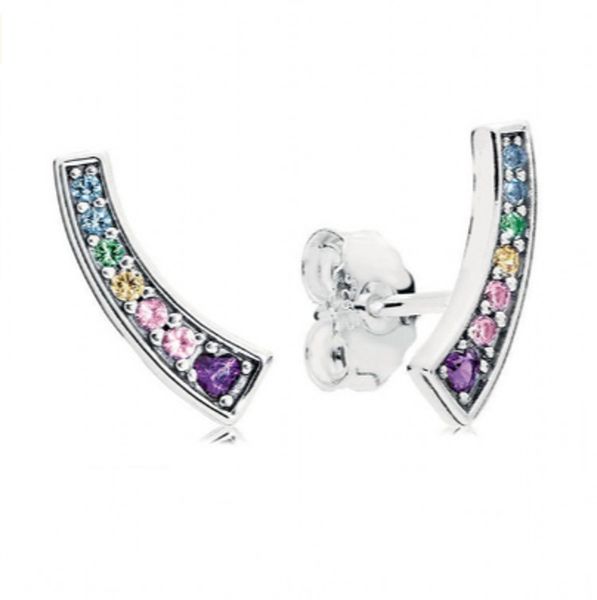 

Новые Подлинные Серьги Стерлингового Серебра 925 Для Женщин Многоцветные Арки Сер