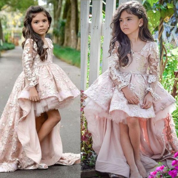 

pink v neck lace applique ruffles girls pageant gowns long sleeve flower girl dresses girls prom party dress, White;blue