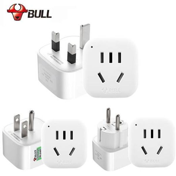 BULL GN901X Branco Universal Plugue Elétrico Adaptador de Tomada de Energia de Viagem Converter CN Uso Padrão Para EUA / REINO UNIDO / UE / AU