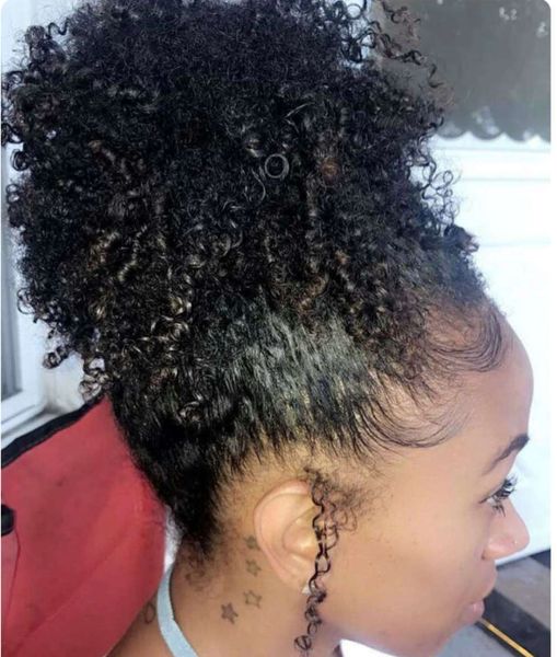 Black Ponytail Hairstyle Human Hair Ponytail Kinky Afro Hair