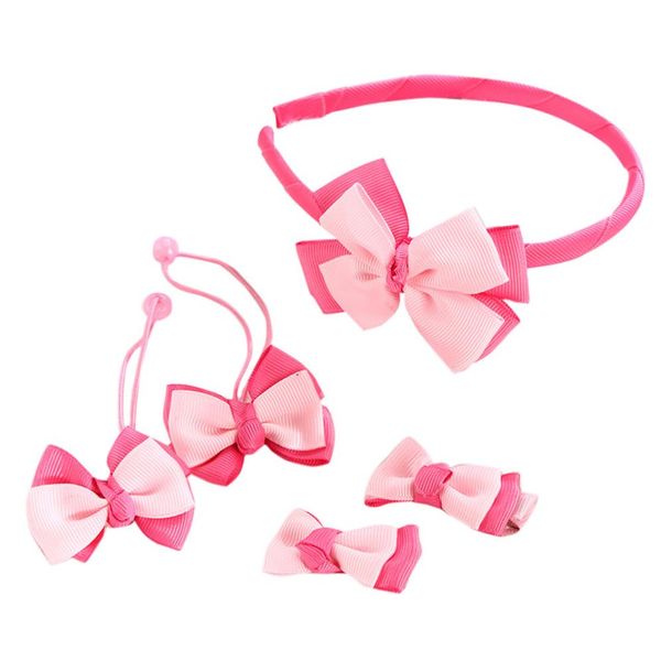 5Pcs Kids Infant Hairpin Hairband Baby Girl Bow Barrettes Hair Clip Headband Set