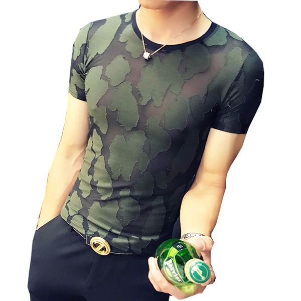 

2018 прозрачный футболка party club sexy see through mesh футболка мода designe homme camisa slim fit прозрачный, White;black