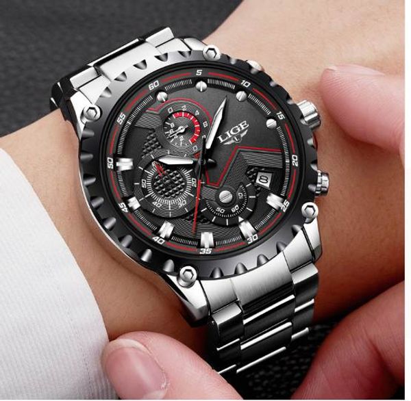 

mens lige sport fashion quartz clock watches wrist full steel army masculino men watch watch relogio military fdkja, Slivery;brown