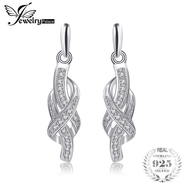 

jewelrypalace infinity 0.15ct cubic zirconia stud earrings real 925 sterling silver accessories fashion eaarings party jewelry, Golden;silver