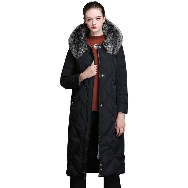 

real fox fur collar hooded parka coat women clothes 2018 winter duck down jacket korean vintage coats manteau femme hiver zl808, Black