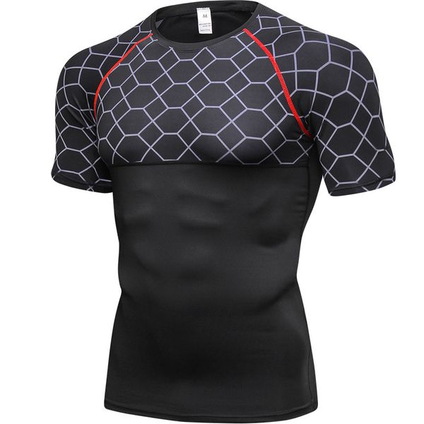 

new summer men's fitness short sleeve t shirt quick dry compression shirts workout gyms t-shirt sportswear tight solid tees, White;black