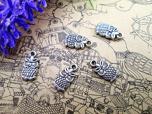 

90pcs mini owl charms -antique silver mini cut owl charms connectors pendants 15x7mm, Bronze;silver