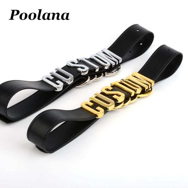 

customised letter waist belt men women bondage word name belt straps faux leather custom to made cosplay, Black;brown