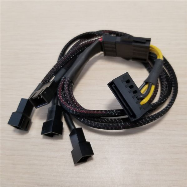 

10pcs/lot 15pin sata to 4 x 3pin cooler fan adapter socket converter power supply cable 22awg 12v for pc diy