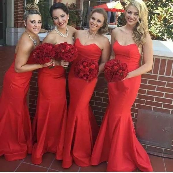 

spring 2019 elegant red bridesmaids dresses in china sweetheart fitted sweep train wdding party dresses for women, White;pink