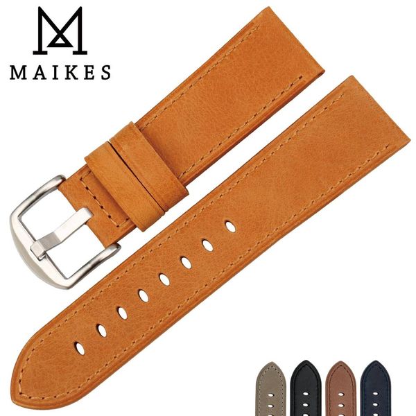 

maikes genuine leather watchband watch accessories strap watch bracelet soft band 22mm 24mm watchband for, Black;brown
