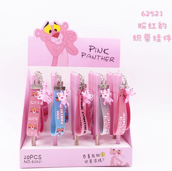 

20pcs/lot creative cute cartoon pink leopard pendant gel pen water ink roller ball pen sign office school party girls gift
