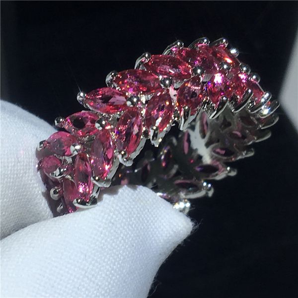 

fashion flower ring red 5a cz stone white gold filled party wedding band ring for women bridal finger jewelry, Slivery;golden