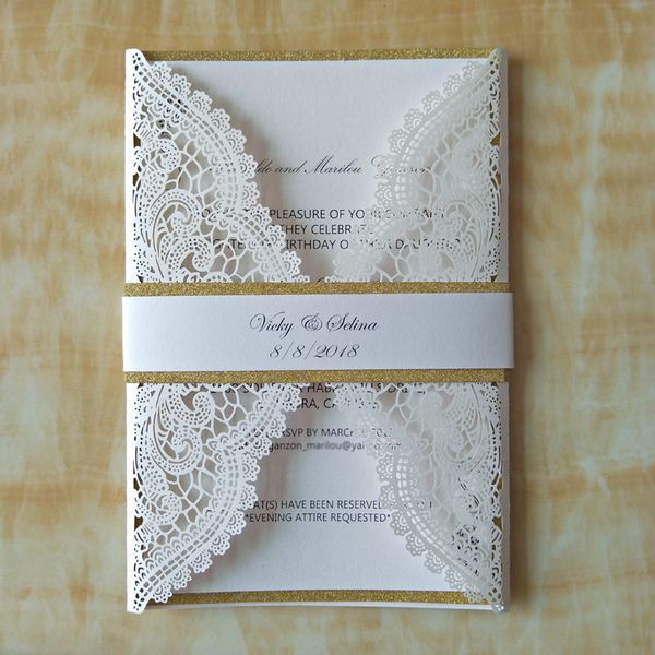 Elegant Wedding Invitations Customized Laser Cut Flower Birthday
